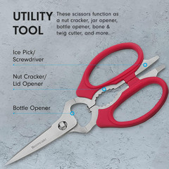 Messermeister 8-Inch Take-Apart Kitchen Scissors, Red – Includes Screwdriver, Nu
