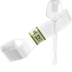 12 Pack Plastic Serving Spoons For Buffet – Clear Plastic Serving Utensils For