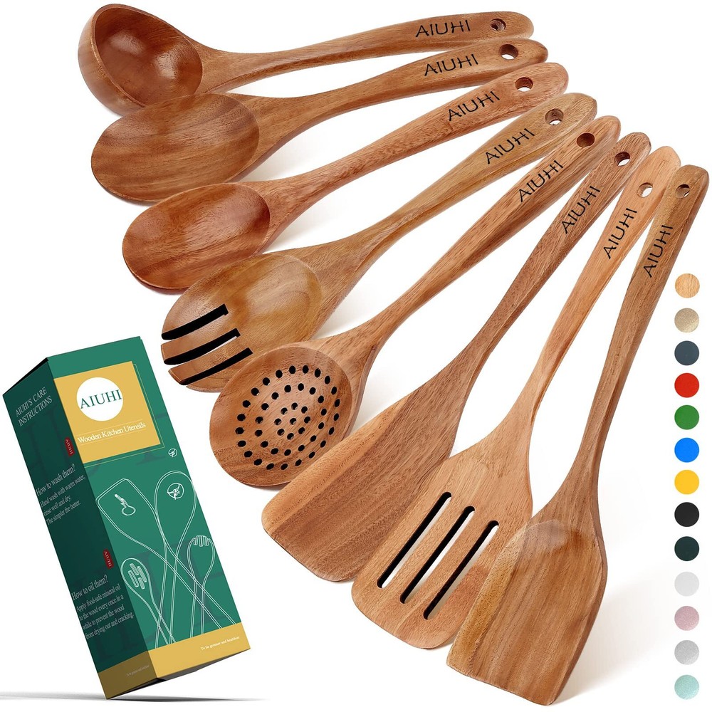WOOD SPOONS FOR COOKINGNONSTICK KITCHEN UTENSIL SETWOODEN SPOONS COOKING UTENSIL