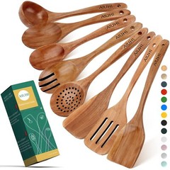 WOOD SPOONS FOR COOKINGNONSTICK KITCHEN UTENSIL SETWOODEN SPOONS COOKING UTENSIL