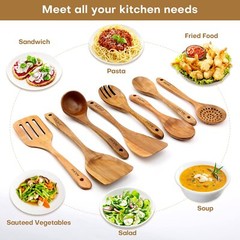 WOOD SPOONS FOR COOKINGNONSTICK KITCHEN UTENSIL SETWOODEN SPOONS COOKING UTENSIL