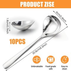 Small Stainless Steel Gravy Soup Ladle Serving Spoons Silver 8.2 In 10 PCS