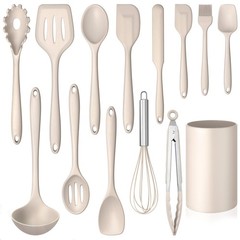 14 Pcs Silicone Cooking Utensils Set with Holder, Heat Resistant, Non-Stick, Dis