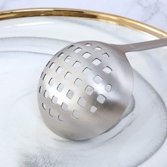 2 Pcs Soup Ladle Colander Metallic Frosting Flatware Cookware Serving Long Handl