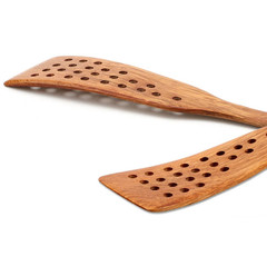 1pc Wooden Slotted Spatula 24 Holes Non-Stick Frying Tool Shovel Wooden Spatula