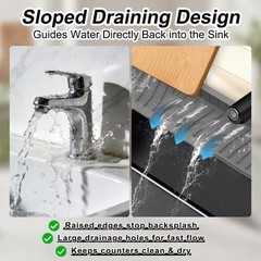 2-Piece Sink Splash Guard – Upgraded Silicone Draining Mats, Faucet Draining …