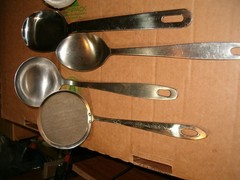 2 INOX Rostfrei Stainless Serving Spoon & Ladel & 4 Unbranded Strainer Soup Lot
