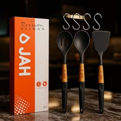 Non Stick Silicone Cooking Kitchen Utensils Set 3 Pcs Dishwasher Safe BPA Free