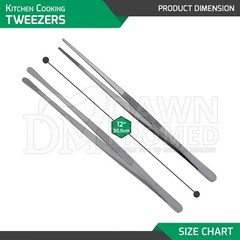 2 Pcs Kitchen Tweezer 12″ Straight & Round Tip Set Long Food Tongs Chef DIY Tool