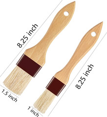 BBQ Basting Brush Set Boar Bristle Wood Handle Pastry Oil Sauce Grill Cooking