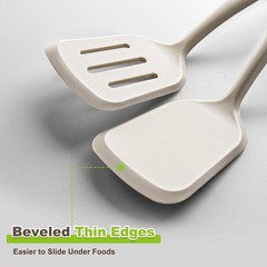 Pack of 2 Silicone Spatula Set with Elegant Wooden Handle, Heat Resistant Solid