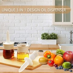 Sauce and Oil Bottle with Silicone Brush for Cooking BBQ Kitchen – 6.8oz