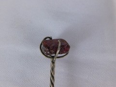 Twisted Handle Cooking Spoon Red Stone Accent Silver Metal Rustic Kitchen Decor