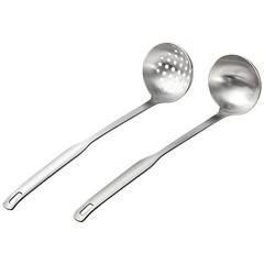 2 Pcs Soup Ladle Colander Metallic Frosting Flatware Cookware Serving Long Handl