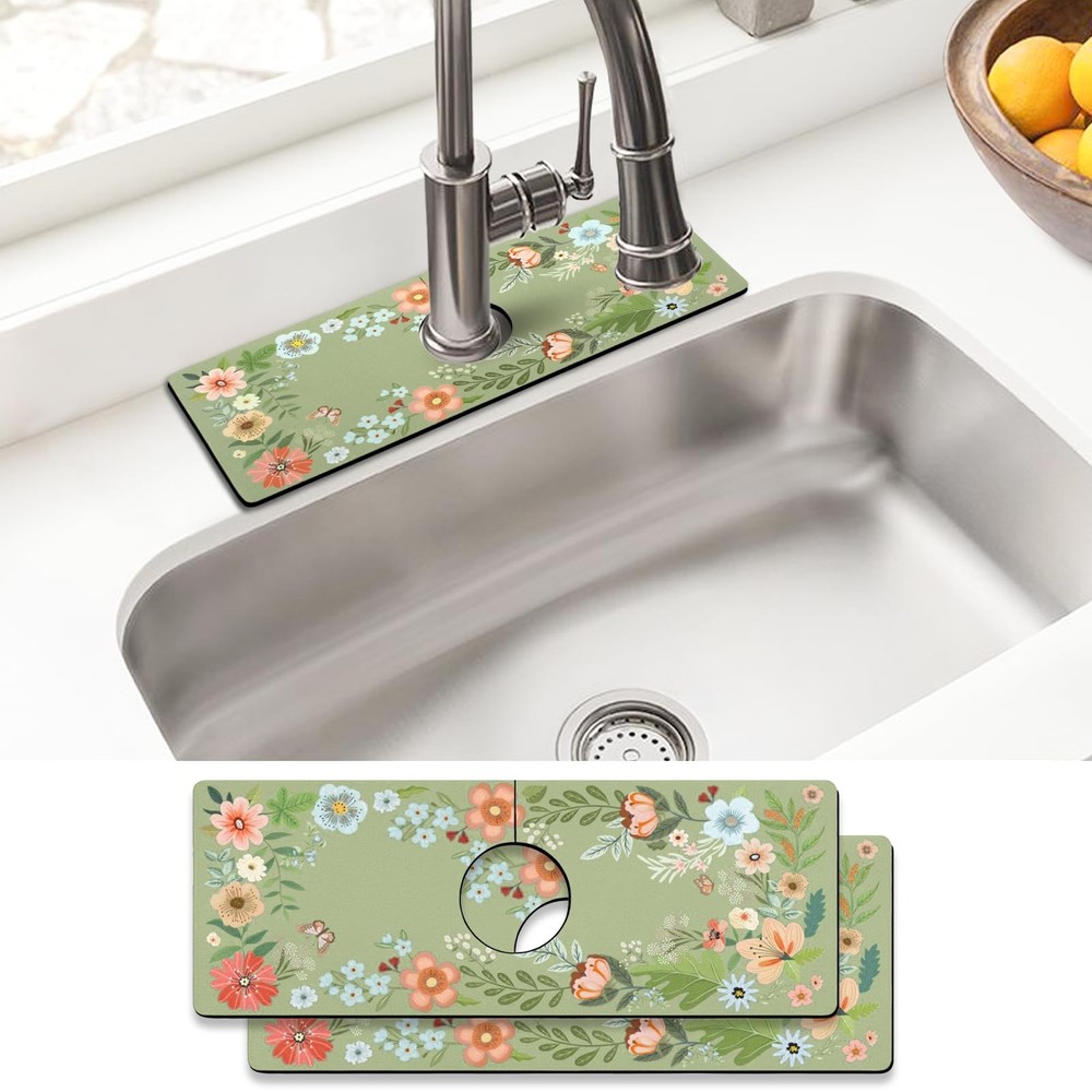 Sink Faucet Absorbing Mat, 2 Pack Drying Mat Around Faucet Sink Splash Guard …