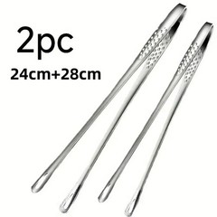 2× Stainless Steel Grill Tongs Cooking BBQ Steak Clamp Pastry Kitchen Tweezers
