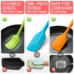 5 Pack Non Stick Silicone Spatula Set Heat Resistant for Baking Cooking Mixing