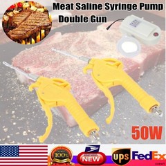 Electric Double Pump Gun Meat Saline Syringe Meat Processor Injector 10 Needles