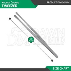 Kitchen Tweezer 12″ Round Tip BBQ Grill Plating Long Food Tongs Chef DIY Tool