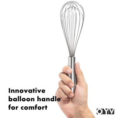 Stainless Steel Whisk 10 Inch Ergonomic Handle Dishwasher Safe Kitchen Tool