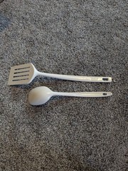 Lot of 2 Melamine utensils Copco White 2530-23 Spatula and Ware China 808 Spoon