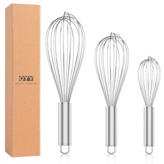 304 Stainless Steel Whisk Set, Dishwasher Safe Rustproof Metal Whisk