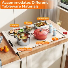 Food Warming Mat Rollable and Portable Electric Warming Tray with Fasting Heatin