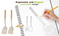 Pack of 2 Silicone Spatula Set with Elegant Wooden Handle, Heat Resistant Solid
