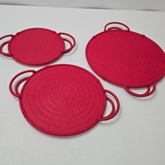 3 Pc Silicone Frying Pan Grease Splatter Guard Heat-Resistant Shield 8″ 10″ 12″