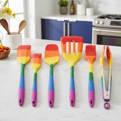 Cooking With Pride Non-Stick Slotted Turner, Heat-Safe Silicone With Iron Core,