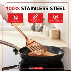 Amco 5-Piece Stainless Steel Cooking Utensil Set, Copper