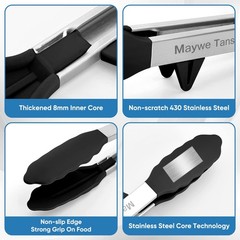 5-Pack Kitchen Tongs for Cooking with Silicone Tip,13 Inch,with Oil Brush
