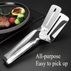 Stainless Steel Steak Clamp Food Bread Meat BBQ Clip Tongs Kitchen Cooking Tool