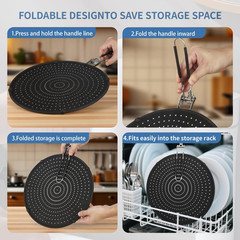 Splatter Screen Compatible with Hexclad,Heat Resistant Silicone with Folding …