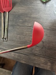 3-Piece Red Plastic Utensil Set w/ Stainless Steel Handles, Hanging Loop