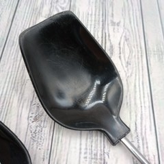 Vintage Nylon Slotted and Solid Serving Spoon Black Plastic Handle Unbranded
