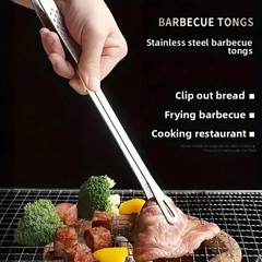2× Stainless Steel Grill Tongs Cooking BBQ Steak Clamp Pastry Kitchen Tweezers