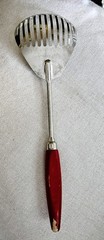 Vtg Ecko Siegler Kitchamajig Spoon Whisk Strainer Utensil Red Wood Handle USA