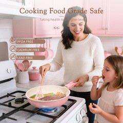 Astercook 21 Pcs Pots and Pans Non Stick 21 Kitchen Cookware Sets, Pink