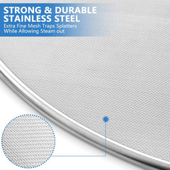 Splatter Screen for Kitchen, Stainless Steel Fine Mesh Splatter Screen for Fryin