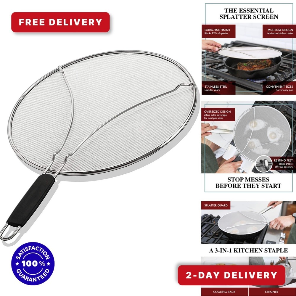 BergKoch 13 Inch Stainless Steel Splatter Screen for Frying Pan