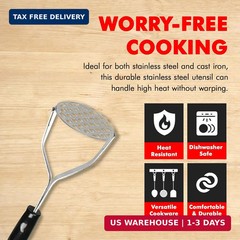 Chef Craft Select Sturdy Masher, 10.25 inch, Stainless Steel/Black
