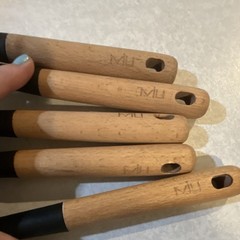 MIU 5-Piece Cooking Utensil Set Black Brown Wood Handle Ladle Pasta Spoon