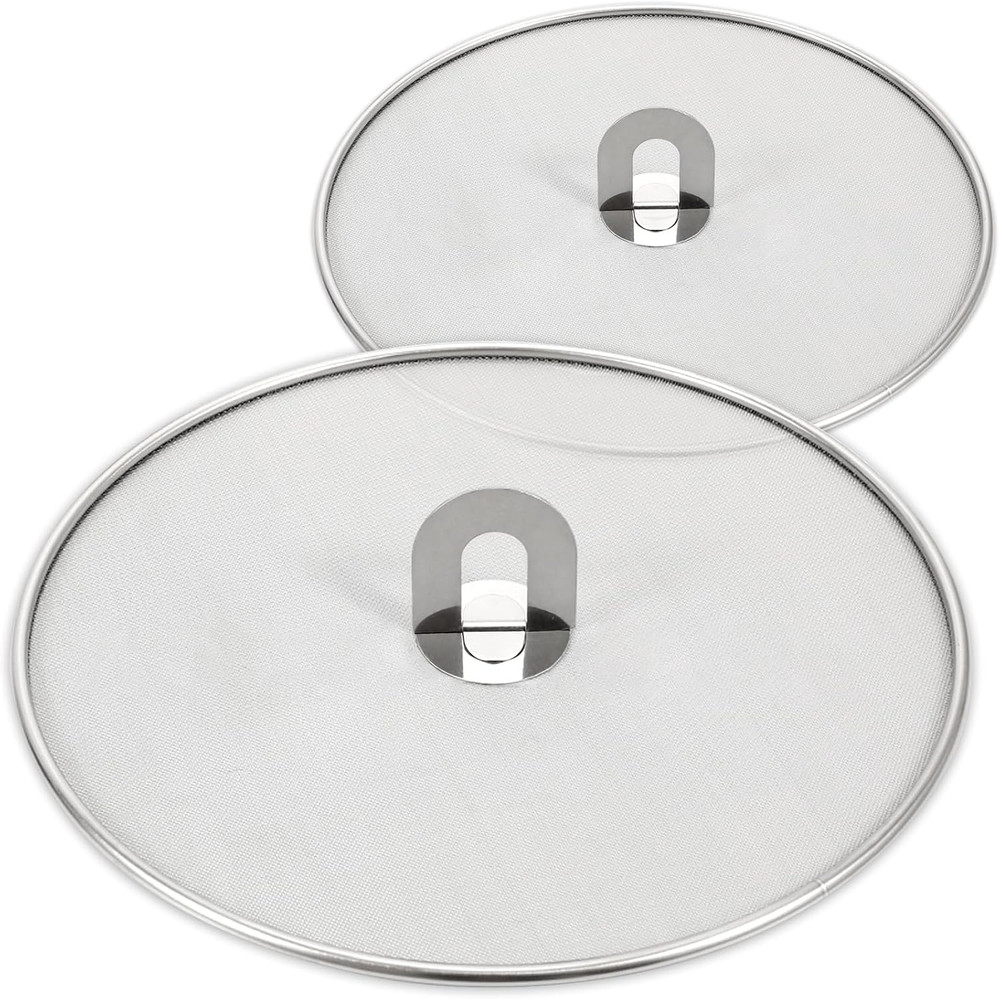 2PCS Splatter Screen 10″ 13″ Stainless Steel Mesh Frying Pan Grease Guard