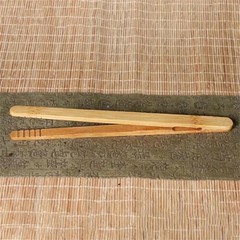 2PCS Pampered Chef 8″ Bamboo Wooden Kitchen Toaster Tongs