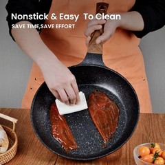 Nonstick Frying Pan with Lid, 10 In Non Stick Aluminum Granite Coating Chef’s…