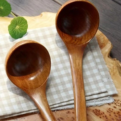 1pc Solid Wooden Cooking Spoon Non-Stick Kitchen Soup Ladle For Kitchen – NEW