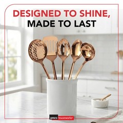 Amco 5-Piece Stainless Steel Cooking Utensil Set, Copper