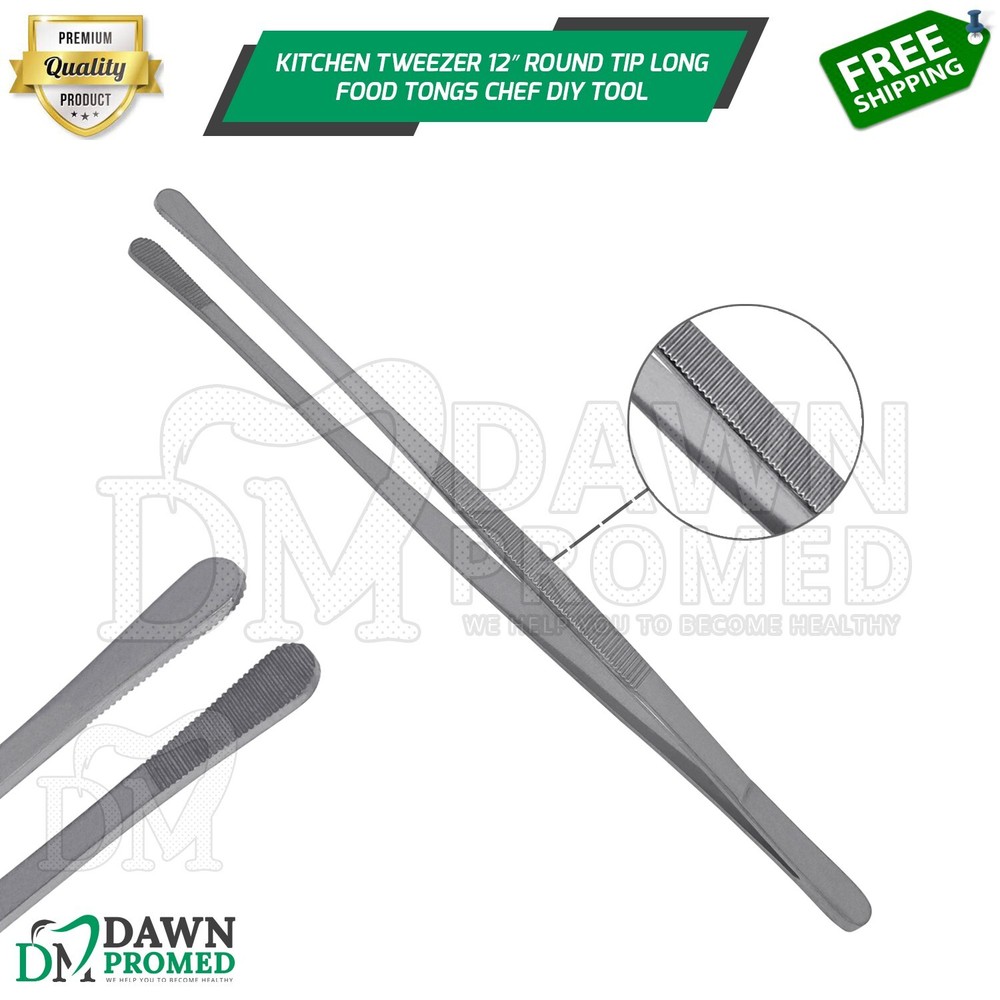 Kitchen Tweezer 12″ Round Tip BBQ Grill Plating Long Food Tongs Chef DIY Tool