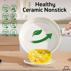 OzawaBear 23 Pcs Pots and Pans Set Non Stick, Ceramic 23pcs, Cream White